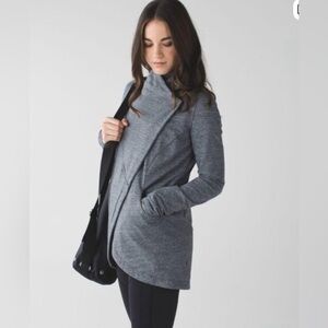 Lululemon That's A Wrap Sweater Jacket In Heather Snow Slub Coal